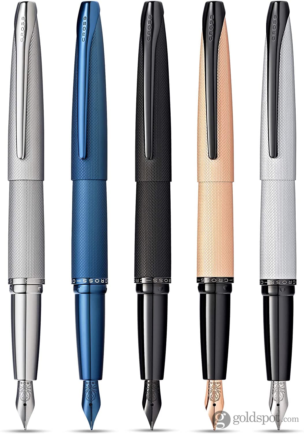 Cross ATX Fountain Pen in Sandblasted Dark Blue PVD with Etched Diamond Pattern Fountain Pen