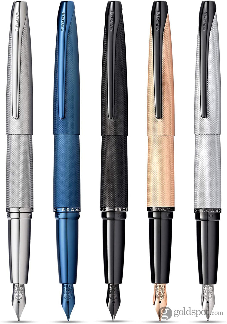 Cross ATX Fountain Pen in Sandblasted Dark Blue PVD with Etched Diamond Pattern Fountain Pen
