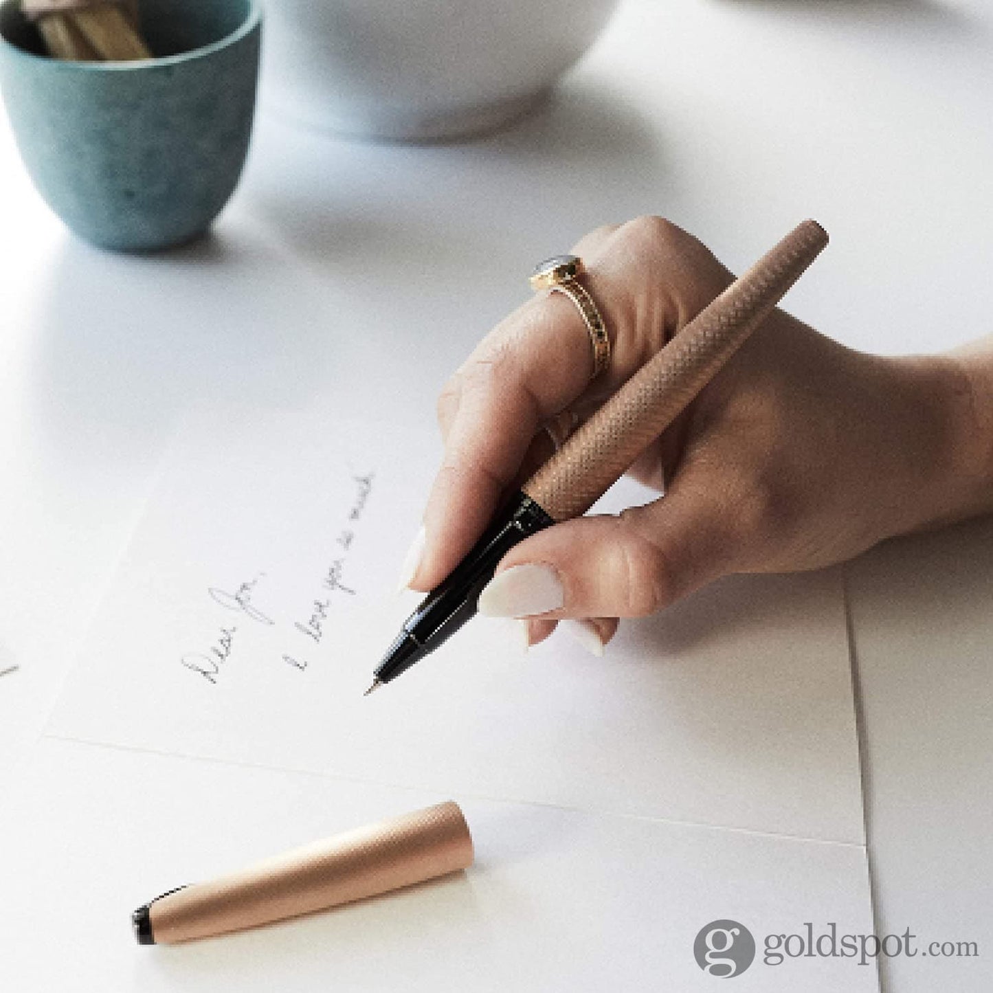 Cross ATX Fountain Pen in Sandblasted Dark Blue PVD with Etched Diamond Pattern Fountain Pen