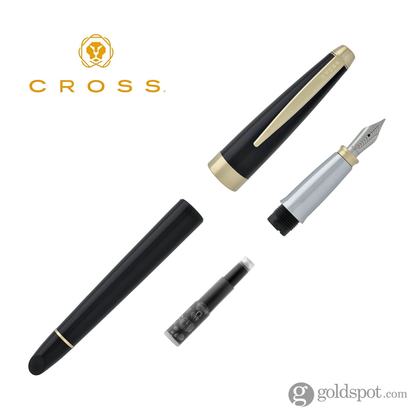 Cross Aventura Fountain Pen in Onyx Black Gold Trim - Medium Point Fountain Pen Fountain Pen