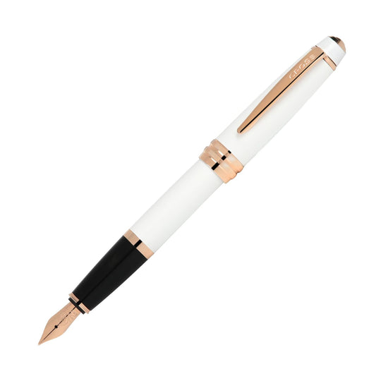 Cross Bailey Fountain Pen in Pearlescent White Lacquer with Rose Gold Trim