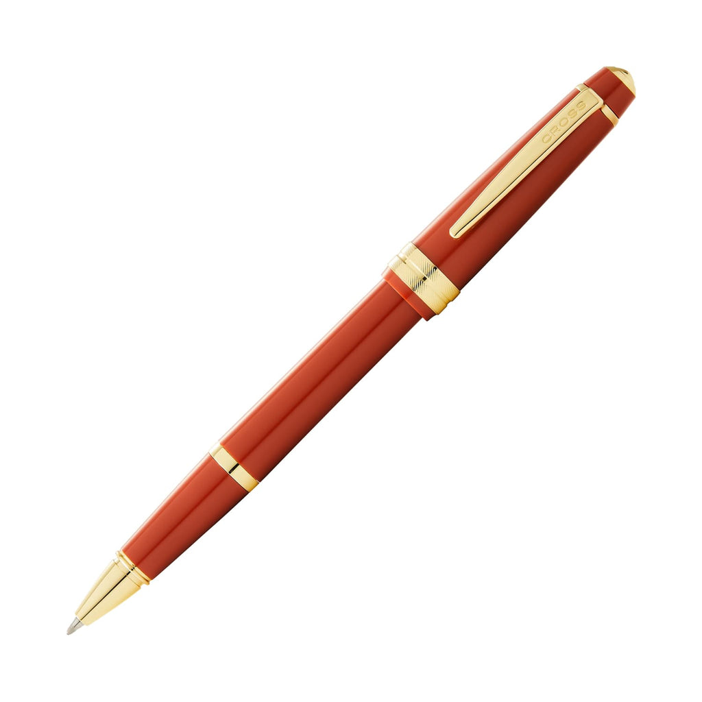 Cross Bailey Light Rollerball Pen in Glossy Burnt Orange Resin with Gold Trim Rollerball Pen