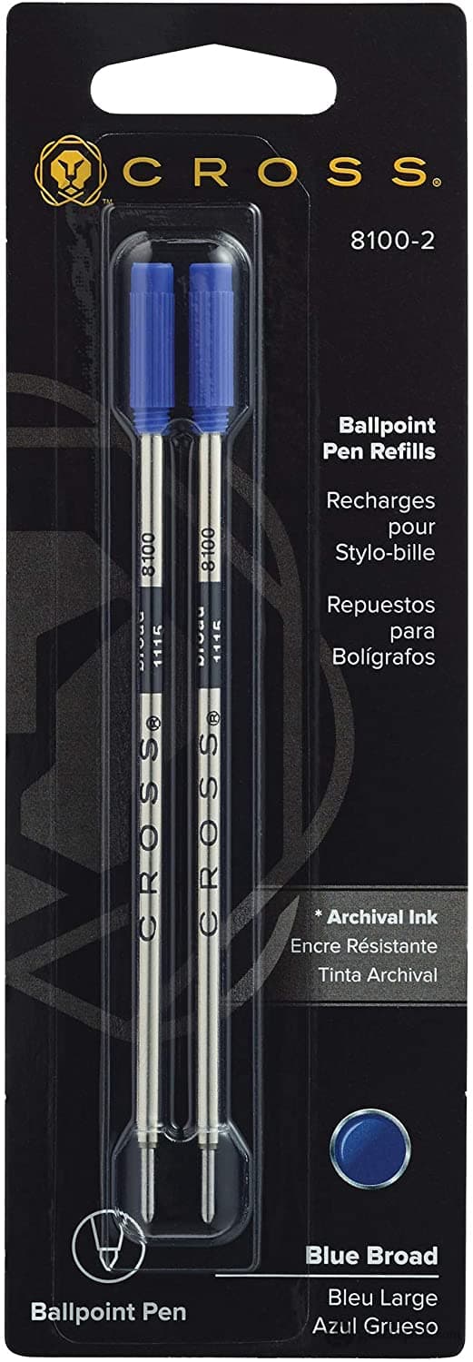 Cross Ballpoint Pen Refill in Blue - Pack of 2 Ballpoint Pen Refill