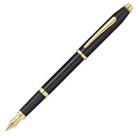 Cross Century II Fountain Pen in Black Lacquer 23K Gold Trim & Nib - Medium Point