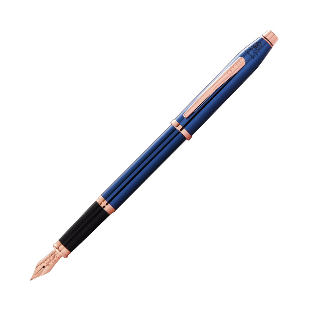 Cross Century II Fountain Pen in Translucent Blue Lacquer with Rose Gold Trim Fountain Pen