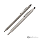Cross Classic Century Ballpoint Pen & 0.7mm Mechanical Pencil Set in Titanium Gray with Micro Knurl Grip Gift Set