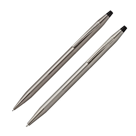 Cross Classic Century Ballpoint Pen & 0.7mm Mechanical Pencil Set in Titanium Gray with Micro Knurl Grip
