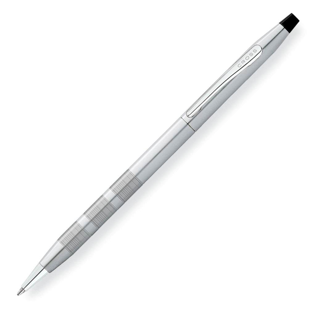 Elegant Satin Chrome and Chrome Twist Pen with Silver & Black