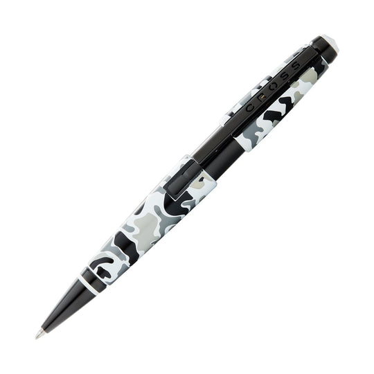 Cross Edge Capless Rollerball Pen in Black and White Camo with Black PVD Trim