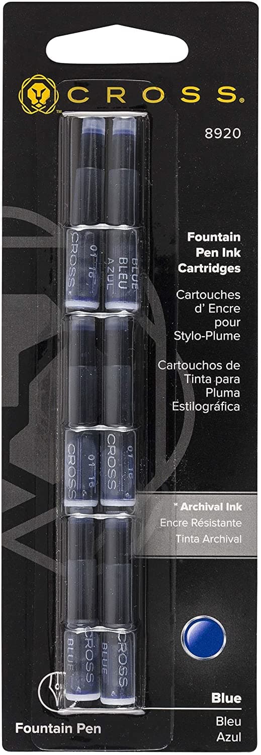 Cross Ink Cartridges in Blue - Pack of 6 Fountain Pen Cartridges