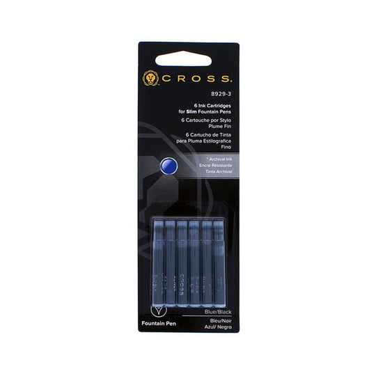 Cross Ink Cartridges in Spire Slim Blue/Black - Pack of 6