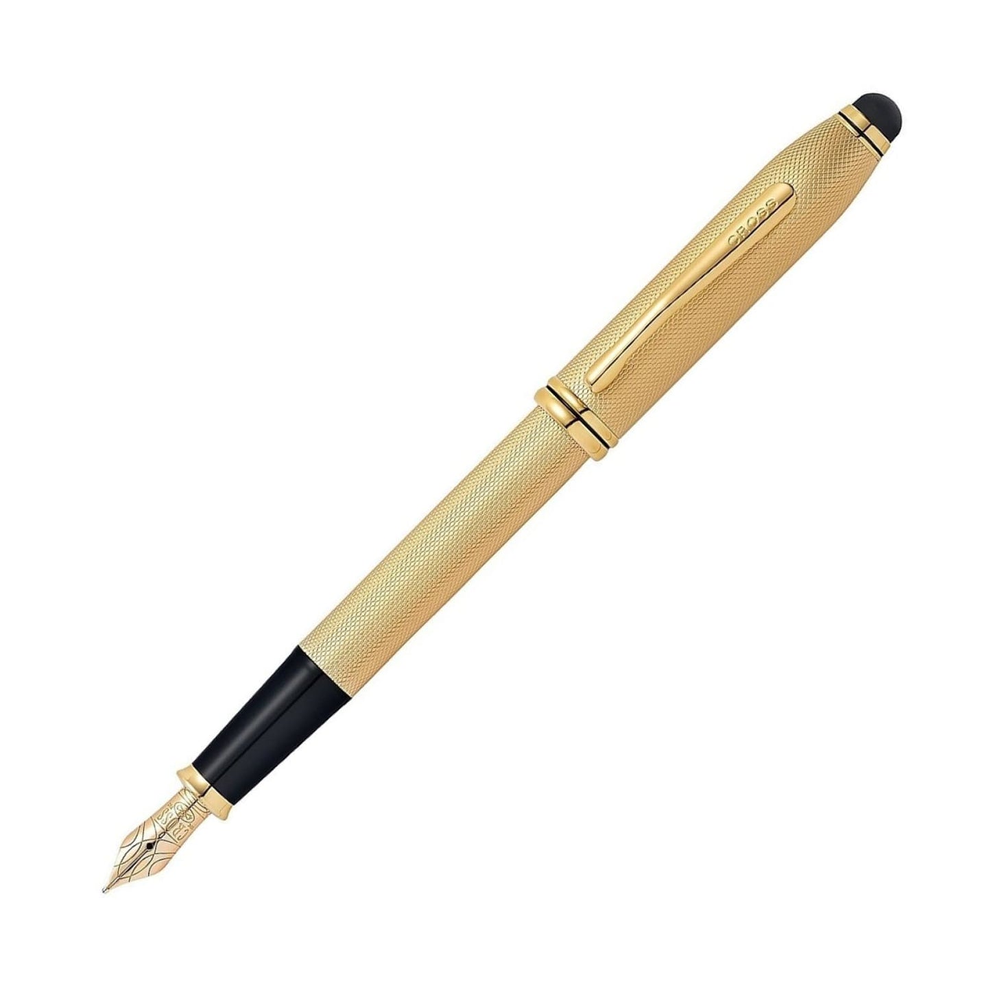 Cross Townsend Fountain Pen Brushed 23K Gold Plated - 18K Rhodium Medium Point Fountain Pen