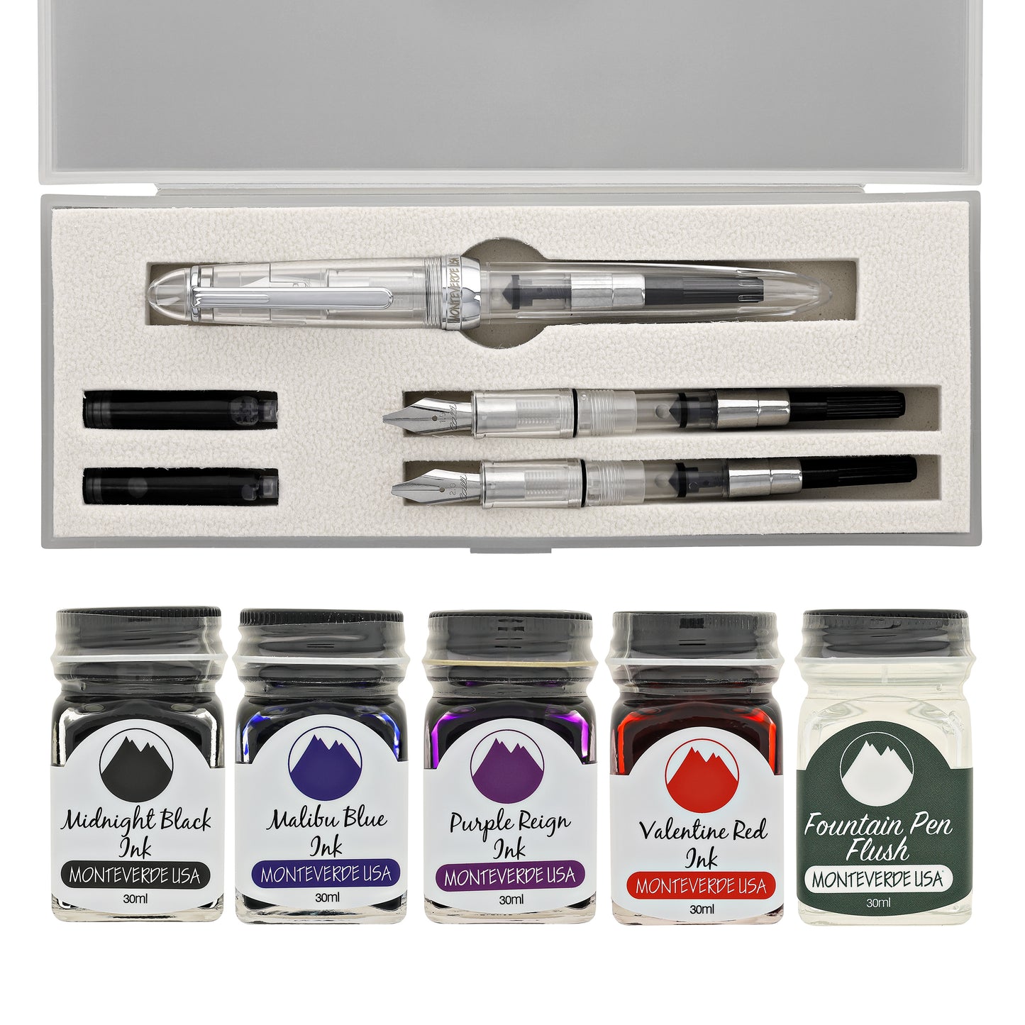 Monteverde Monza ID Fountain Pen in Clear - Calligraphy Set