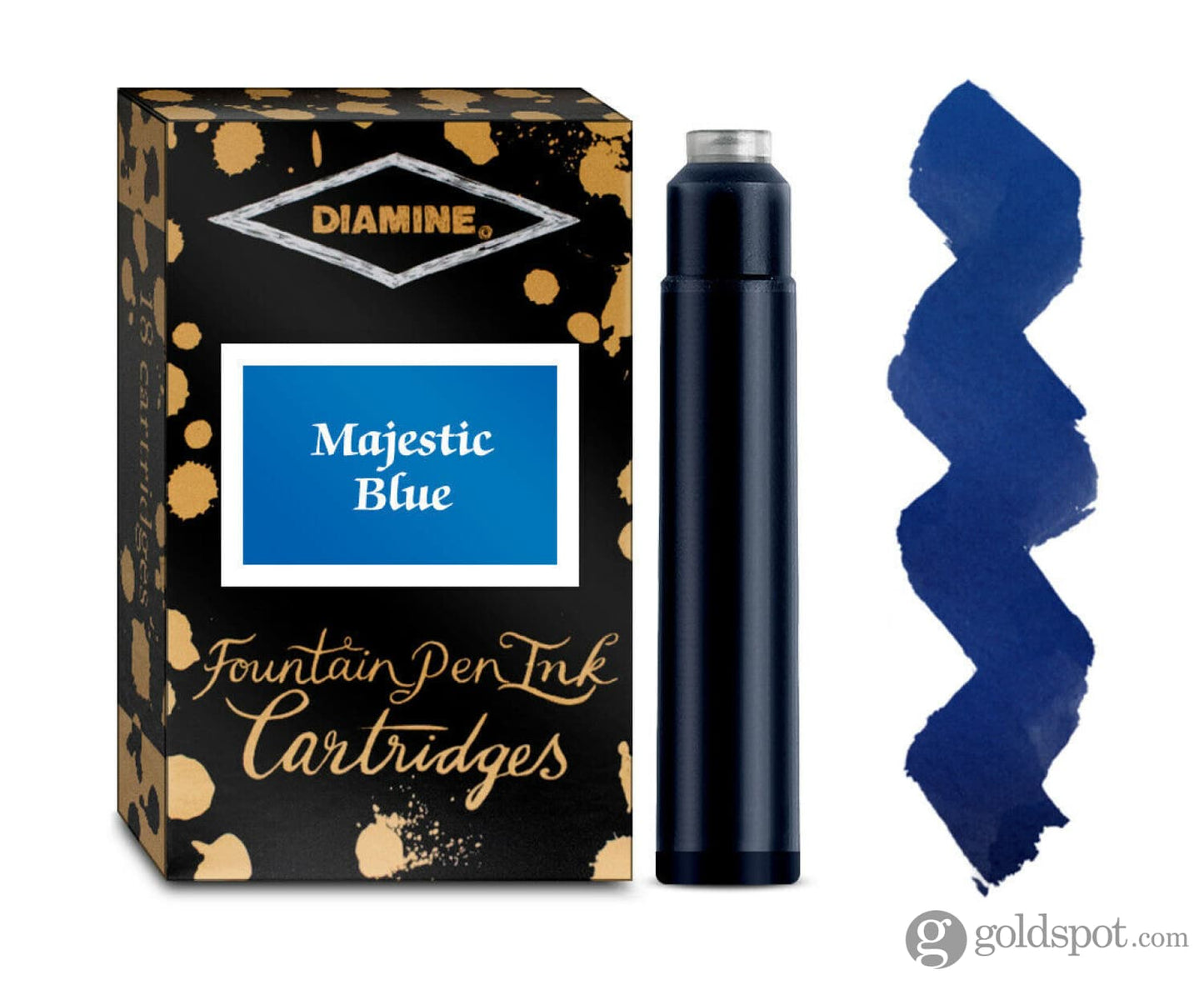 Diamine Bottled Ink and Cartridges in Majestic Blue Goldspot Pens