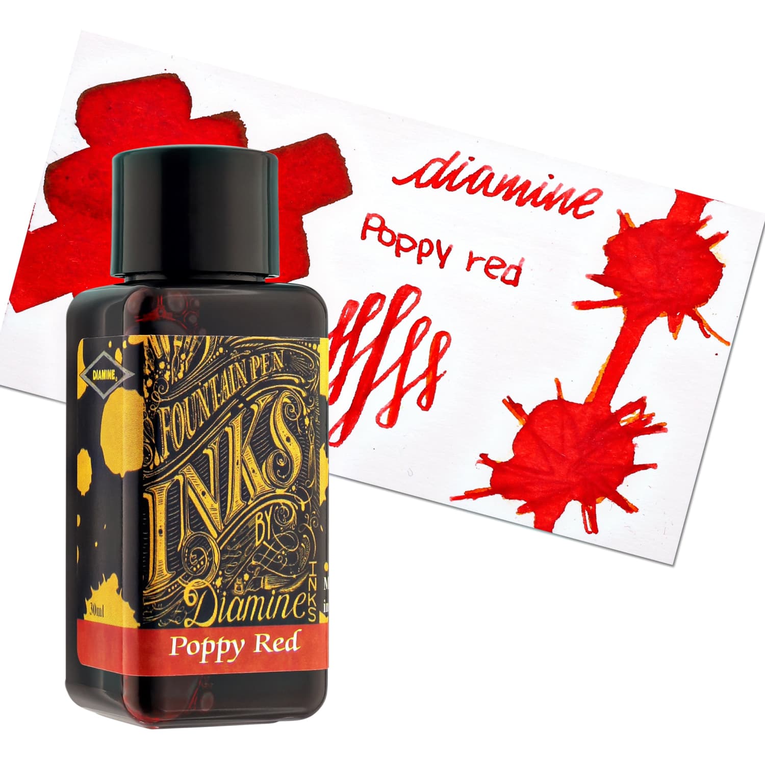 Diamine Bottled Ink in Poppy Red - Goldspot Pens