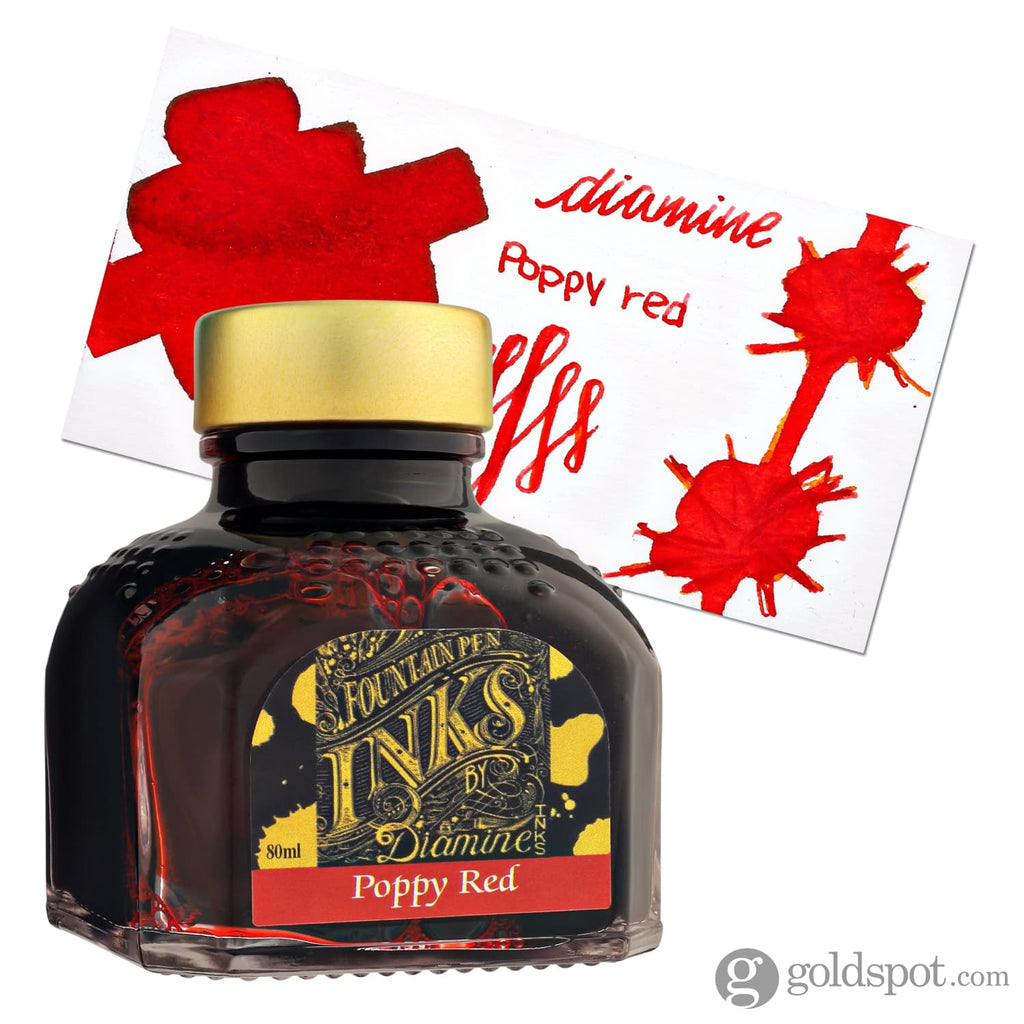 Diamine Bottled Ink in Poppy Red 80ml Bottled Ink
