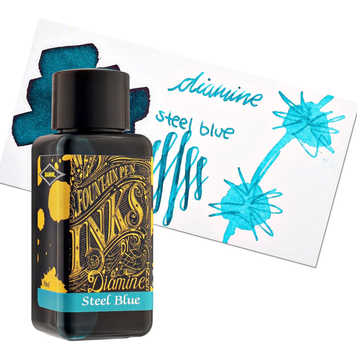 Diamine Classic Bottled Ink and Cartridges in Steel Blue Ocean Teal Bottled Ink
