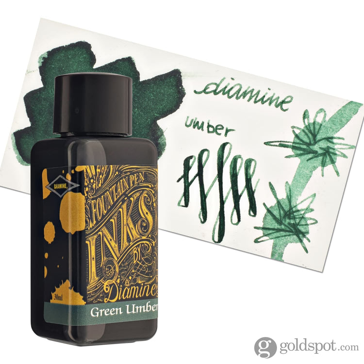Diamine Classic Bottled Ink and Cartridges in Umber Green 30ml Bottled Ink