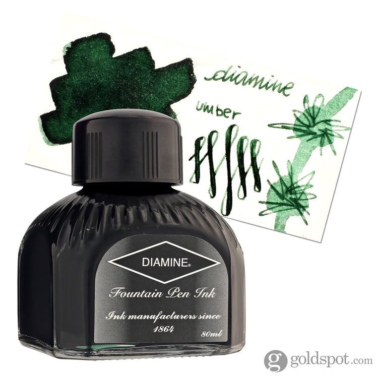 Diamine Classic Bottled Ink and Cartridges in Umber Green 80ml Bottled Ink