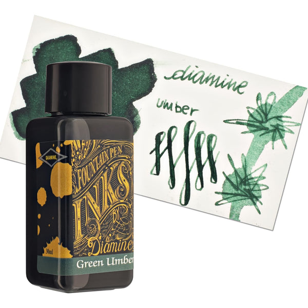 Diamine Classic Bottled Ink and Cartridges in Umber Green Bottled Ink