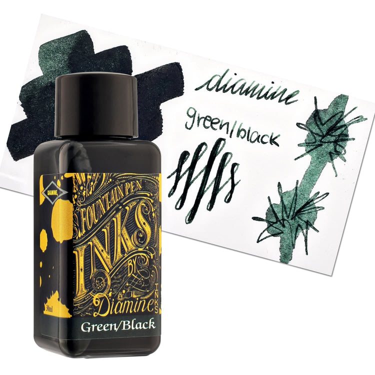 Diamine Classic Bottled Ink in Green / Black Bottled Ink