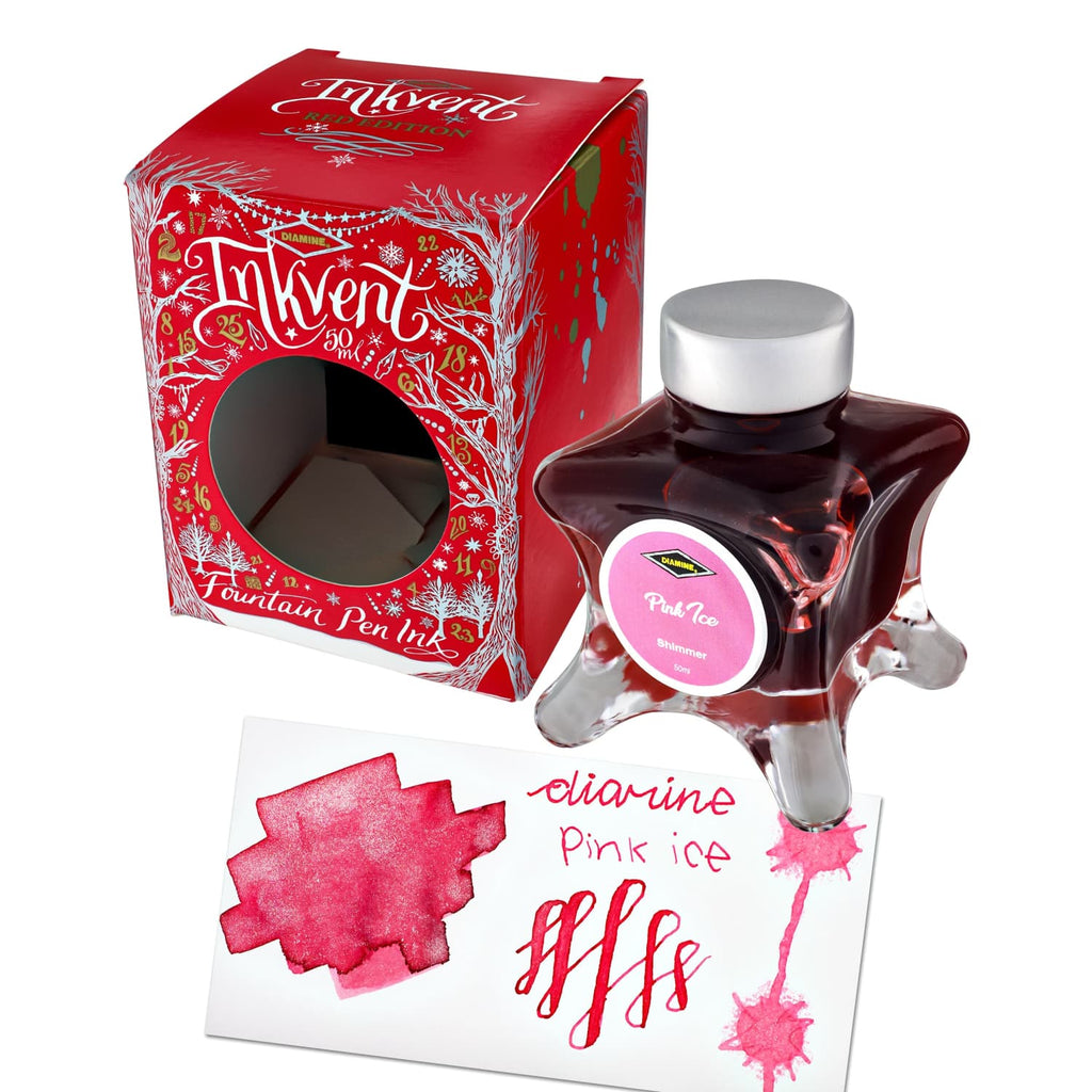 Diamine Inkvent Red Edition Shimmer Bottled Ink in Pink Ice - 50 mL Bottled Ink