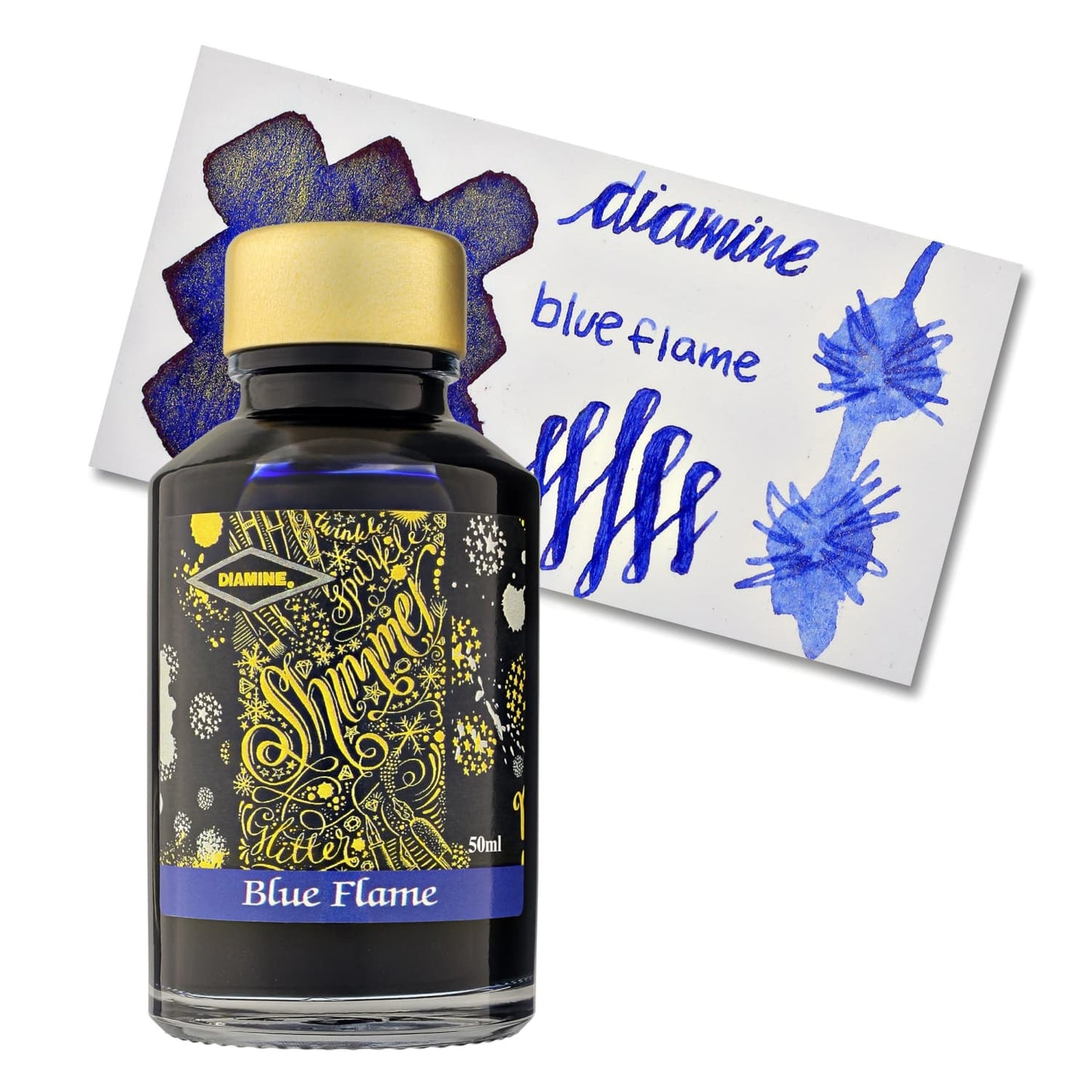 Diamine Shimmer Bottled Ink in Blue Flame - 50 mL Bottled Ink