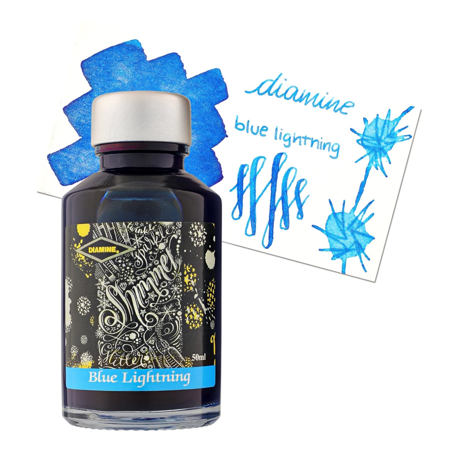 Diamine Shimmer Bottled Ink in Blue Lightning - 50 mL Bottled Ink