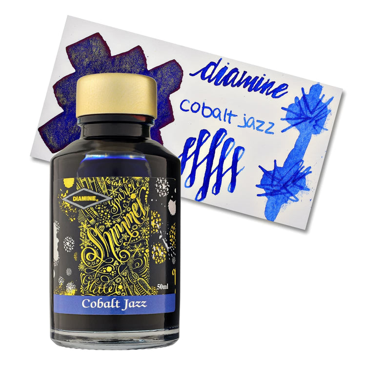 Diamine Shimmer Bottled Ink in Cobalt Jazz Blue - 50 mL Bottled Ink