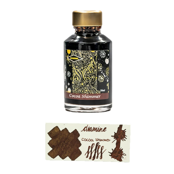 Diamine Shimmer Bottled Ink in Cocoa Shimmer Brown - 50 mL Bottled Ink