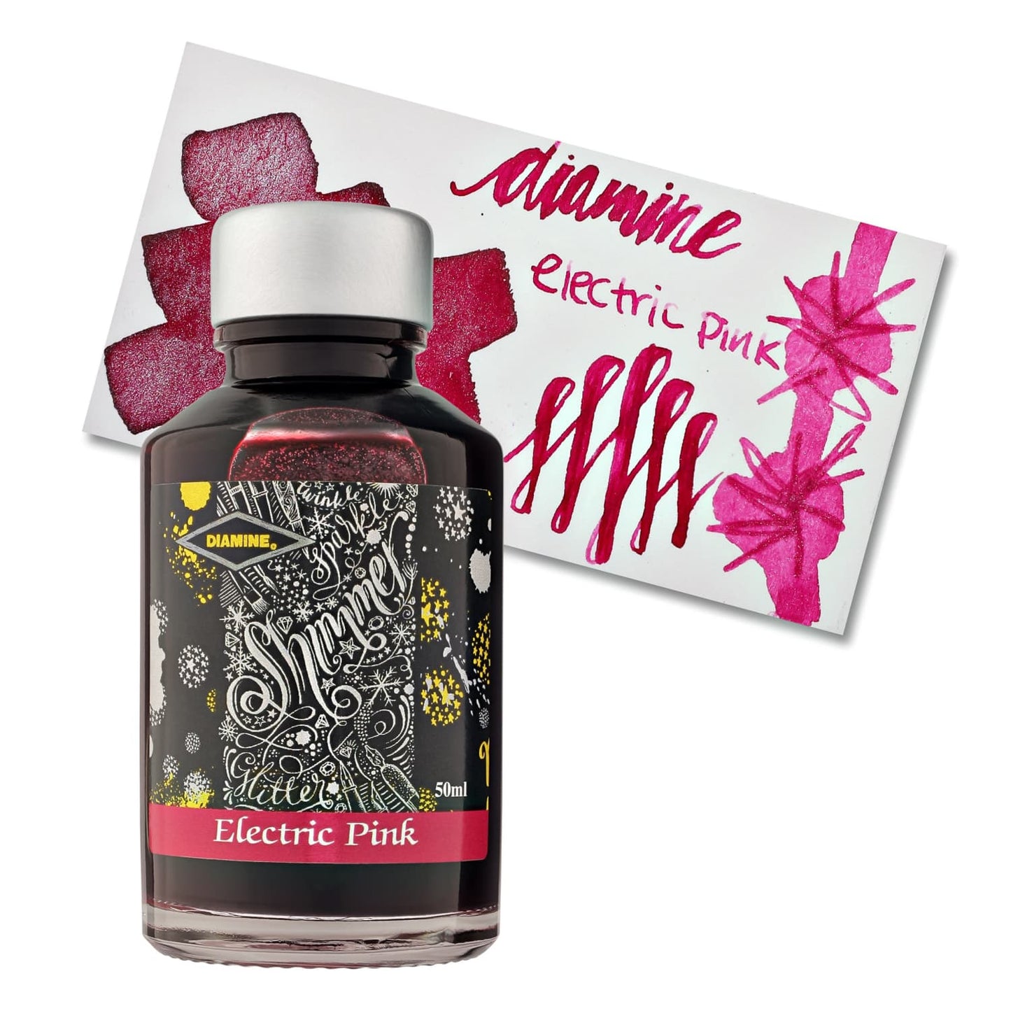 Diamine Shimmer Bottled Ink in Electric Pink - 50 mL Bottled Ink