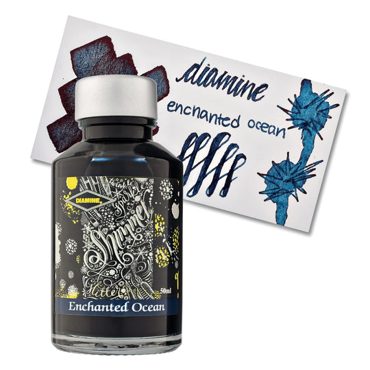 Diamine Shimmer Bottled Ink in Enchanted Ocean (Blue Black) - 50 mL
