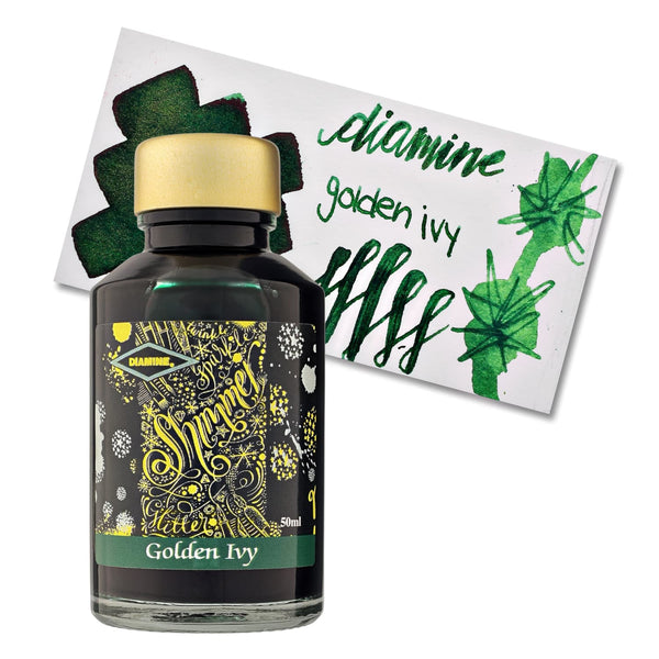 Diamine Shimmer Bottled Ink in Golden Ivy Green - 50 mL Bottled Ink