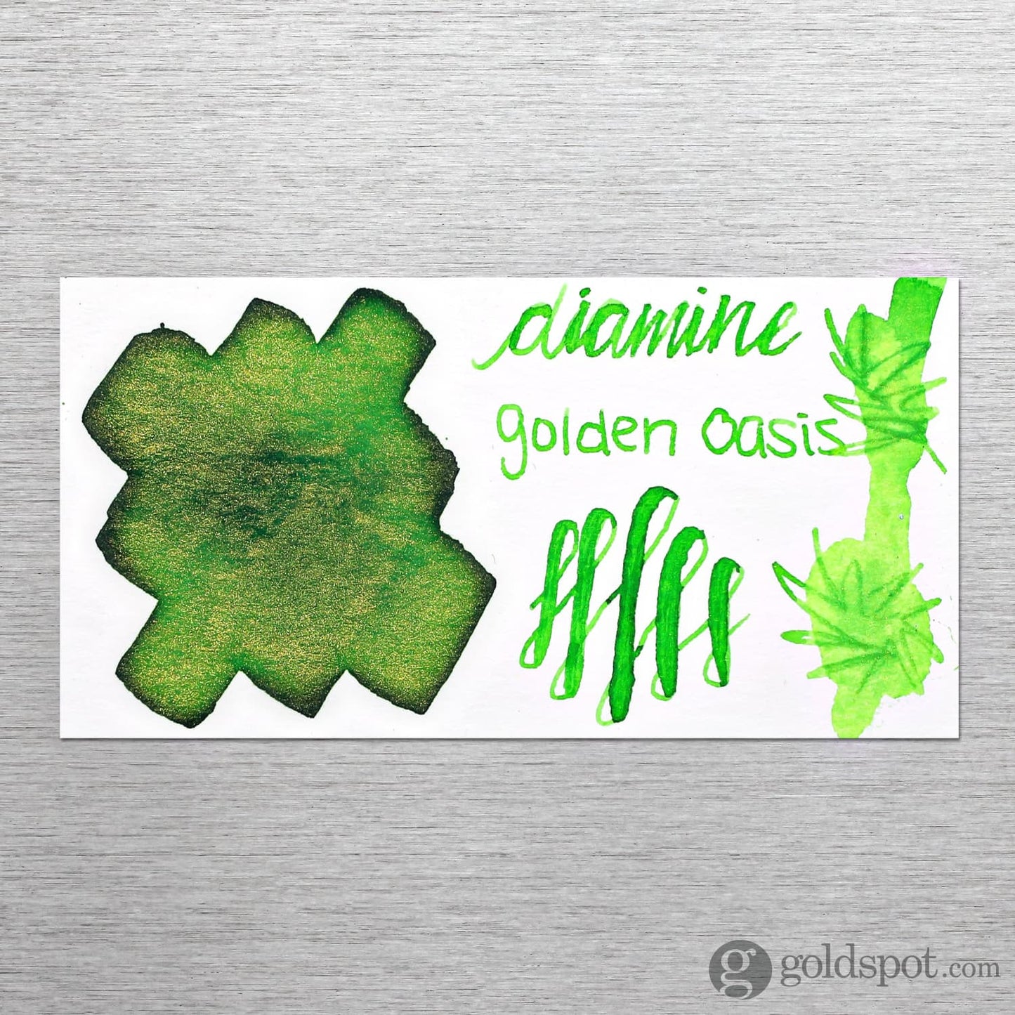 Diamine Shimmer Bottled Ink in Golden Oasis Green - 50 mL Bottled Ink