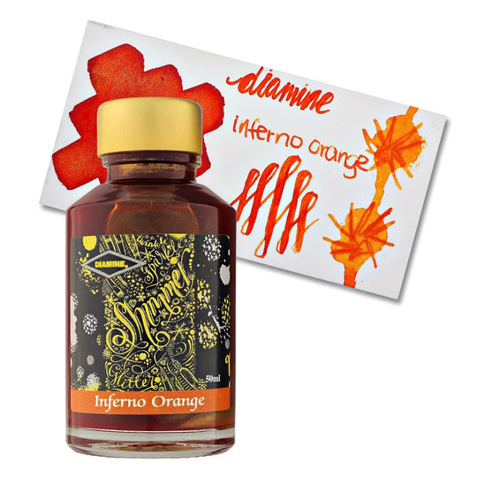 Diamine Shimmer Bottled Ink in Inferno Orange - 50 mL