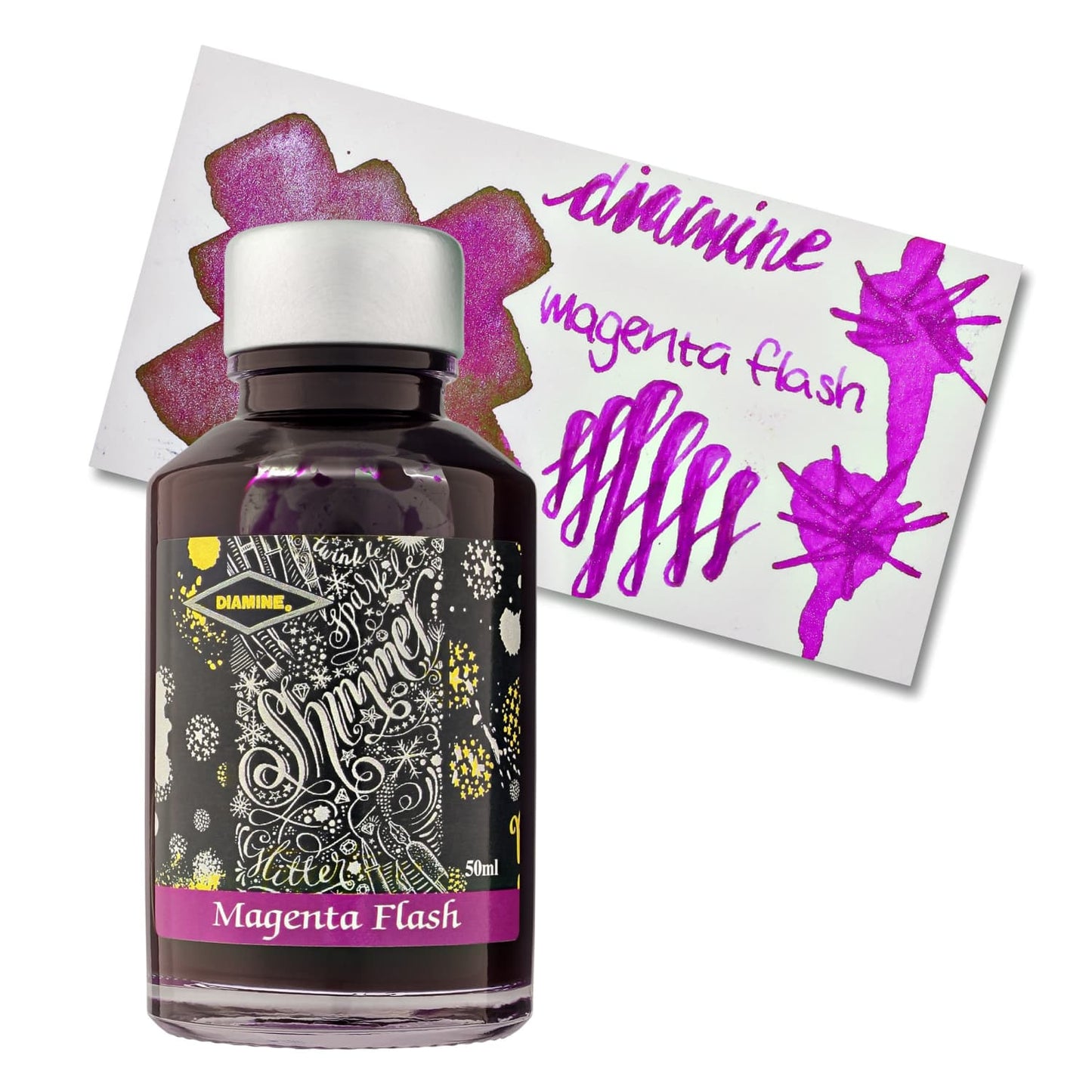 Diamine Shimmer Bottled Ink in Magenta Flash Pink - 50 mL Bottled Ink