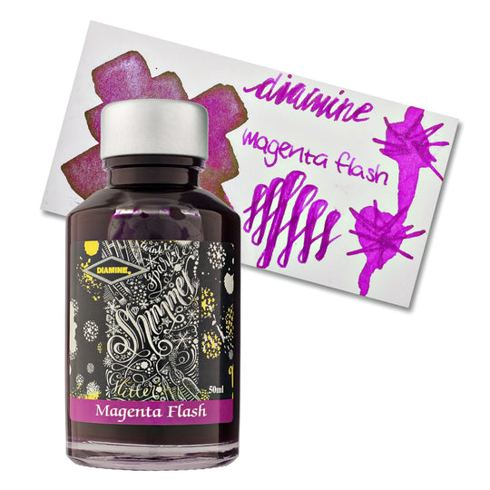 Diamine Shimmer Bottled Ink in Magenta Flash Pink - 50 mL