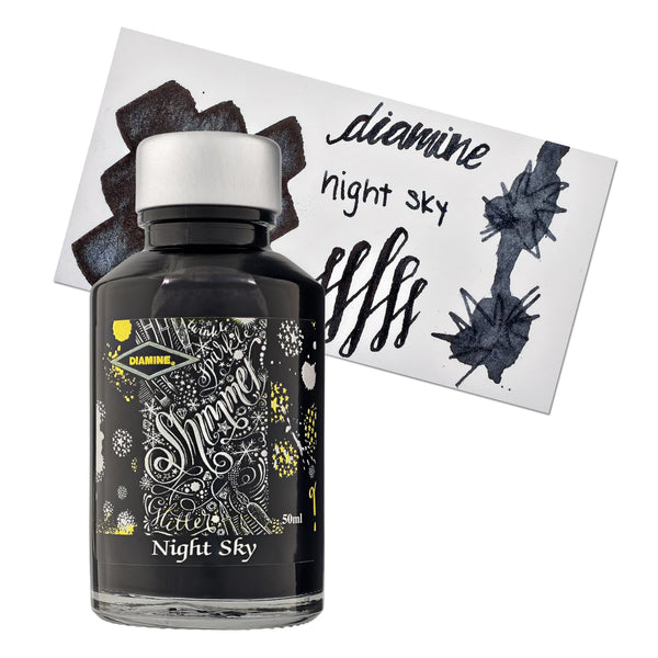 Diamine Shimmer Bottled Ink in Night Sky Black Sparkle - 50 mL Bottled Ink