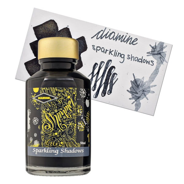 Diamine Shimmer Bottled Ink in Sparkling Shadows Silver - 50 mL Bottled Ink