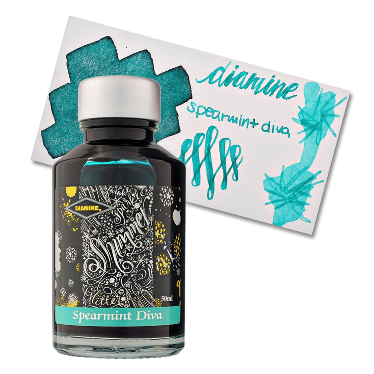 Diamine Shimmer Bottled Ink in Spearmint Diva Turquoise - 50 mL Bottled Ink