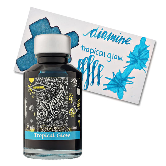 Diamine Shimmer Bottled Ink in Tropical Glow Blue - 50 mL