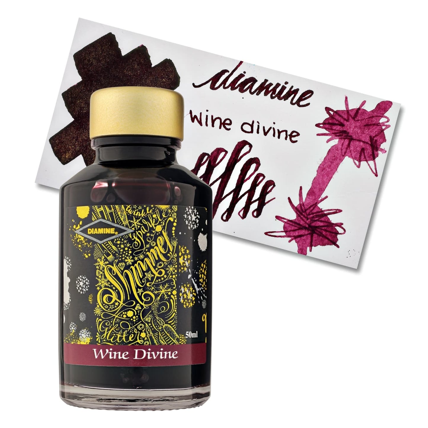 Diamine Shimmer Bottled Ink in Wine Divine Burgundy - 50 mL Bottled Ink