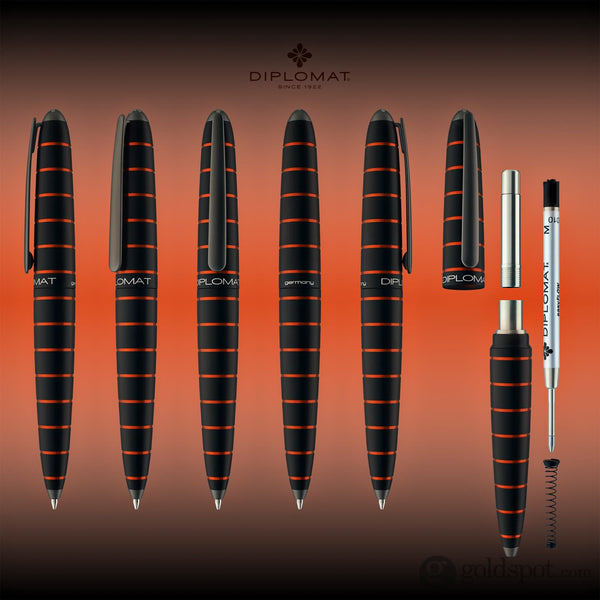 Diplomat Elox Ballpoint Pen in Ring Black & Orange Ballpoint Pen