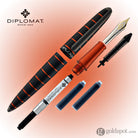Diplomat Elox Fountain Pen in Ring Black & Orange - 14K Gold Fountain Pen