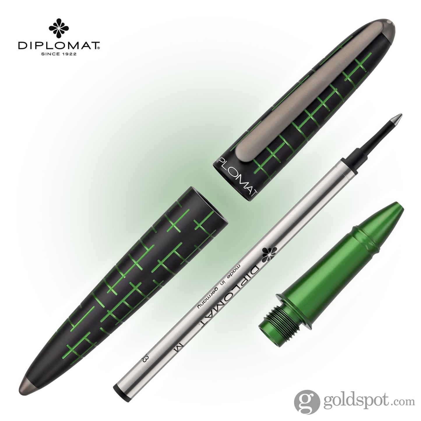 Diplomat Elox Matrix Rollerball Pen in Ring BlackGreen Rollerball Pen