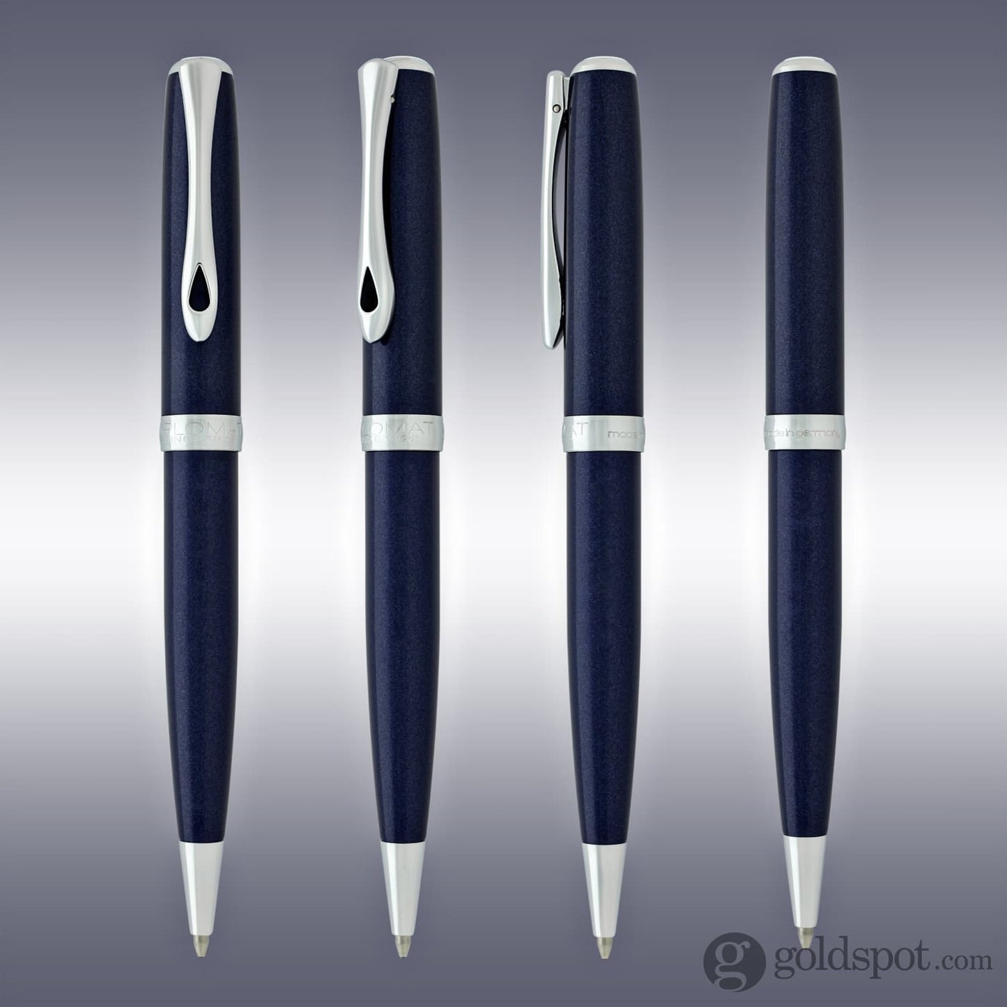 Diplomat Excellence A2 Ballpoint Pen in Midnight Blue with Chrome Trim Ballpoint Pen