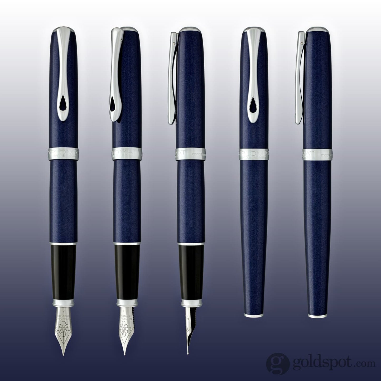 Diplomat Excellence A2 Fountain Pen in Midnight Blue with Chrome Trim Fountain Pen