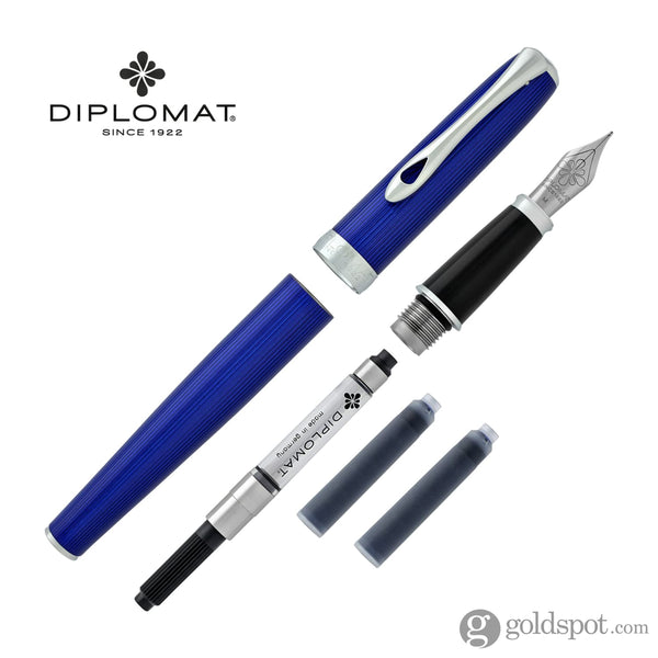 Diplomat Excellence A2 Fountain Pen in Skyline Blue with Chrome Trim Fountain Pen