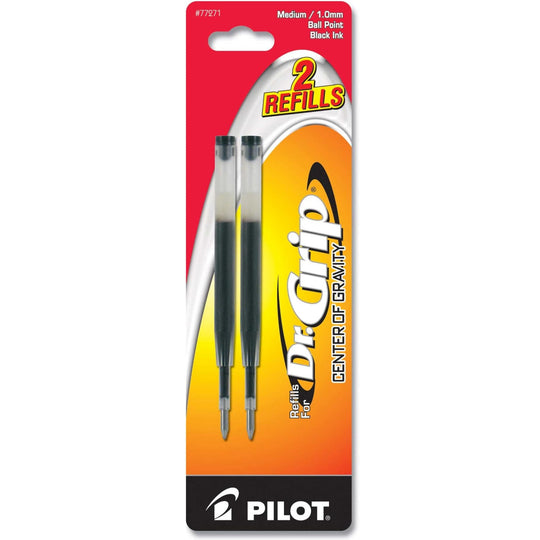 Dr Grip Center of Gravity Pilot Ballpoint Pen Refills in Black - Medium Point - Pack of 2
