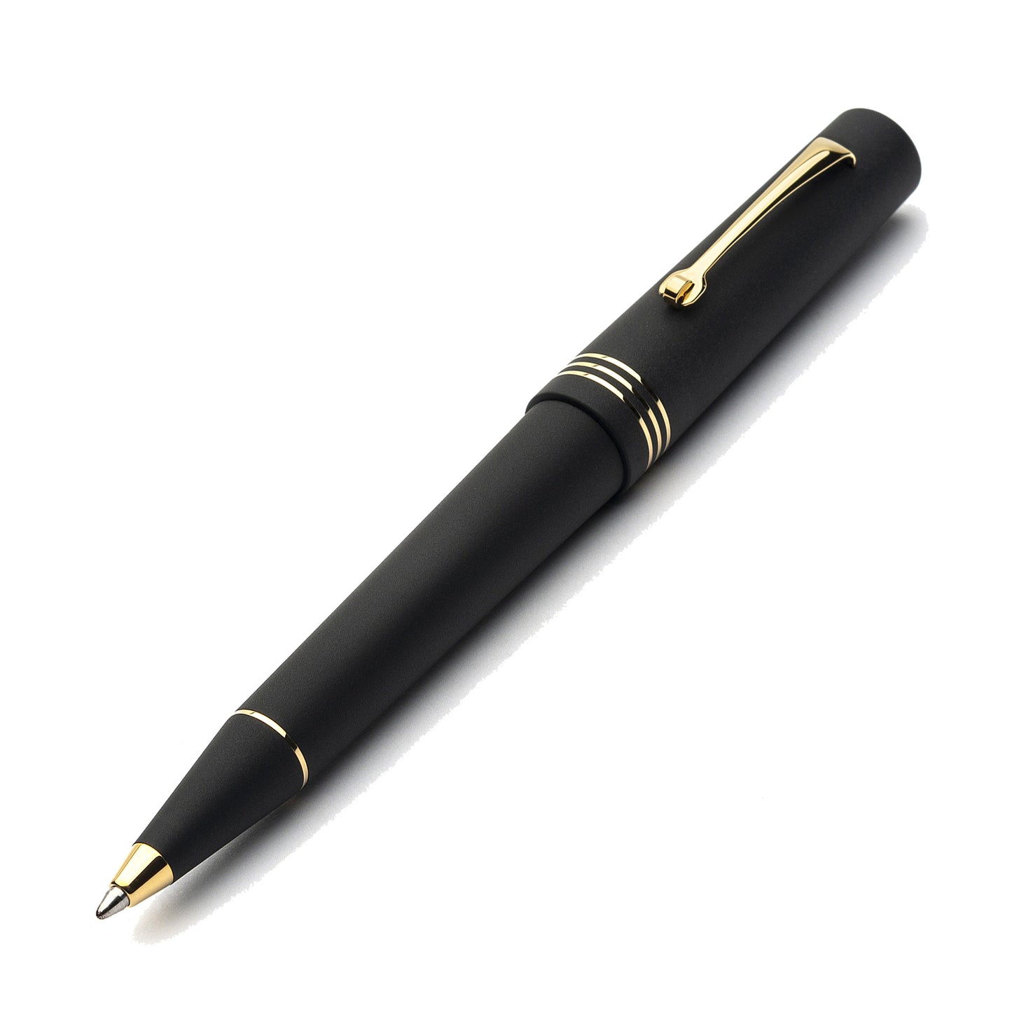 Leonardo Momento Zero Ballpoint Pen in Black Matte Gold Trim Ballpoint Pens